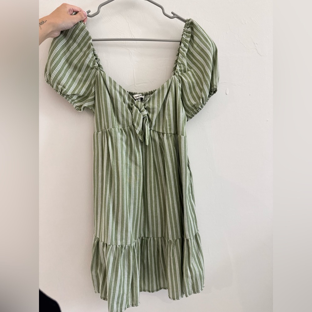 Speechless Green Puff Sleeve Blouse with Tie Front